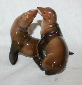Rosenthal Animal Figurine Two Seals Sea Lions Cavorting / Kissing