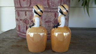 Noritake Art Deco Peach Lustre Ware Bridesmaid Salt & Pepper Shakers 2
