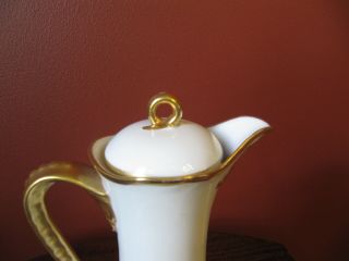 Antique M Redon Limoges France Chocolate Coffee Pot Heavy Gold Trim Stunning 2