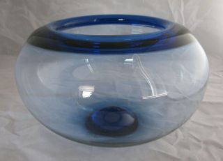 Mcm Royal Copenhagen Danish Blue Glass Bowl Mid Century Modern 10 Inches