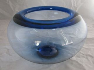 MCM Royal Copenhagen Danish Blue Glass Bowl Mid Century Modern 10 Inches 3
