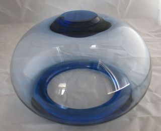 MCM Royal Copenhagen Danish Blue Glass Bowl Mid Century Modern 10 Inches 5