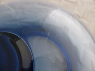 MCM Royal Copenhagen Danish Blue Glass Bowl Mid Century Modern 10 Inches 7