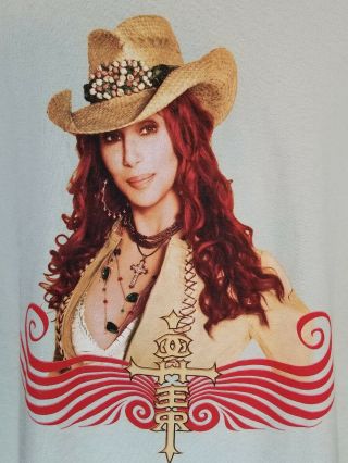 Cher Living Proof Tour T - Shirt Mens Xl Tee Tan Cotton Cowgirl Pop Music Euc A08