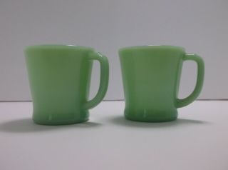 2 Fire King Jadeite Green Coffee Mugs Cups D Handles