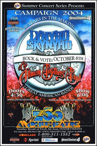Allman Brothers Lynyrd Skynyrd 2004 Oklahoma City Zoo Concert Poster