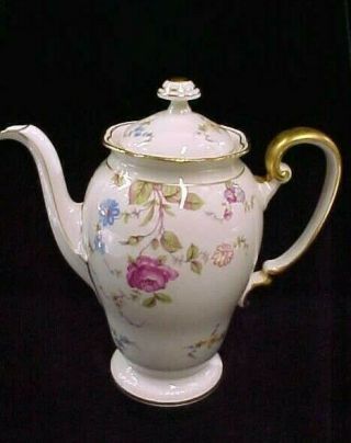 Vintage Castleton China Sunnyvale 6 - Cup Coffee Pot Floral W/gold Usa