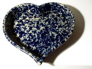 Bennington Potters 1951 David Gil Blue Agate Heart Shape Bowl