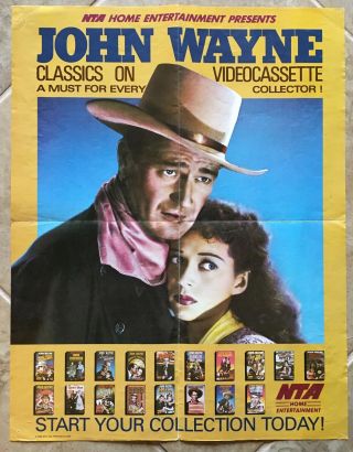 John Wayne 1984 Nta Vhs Home Video Movie Poster: Republic Quiet Man,  Etc
