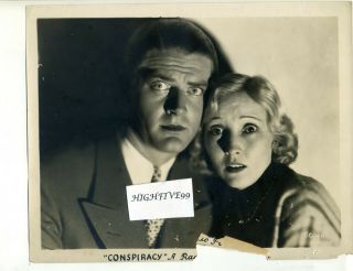 Hugh Trevor & Bessie Love In " Conspiracy " Vintage Press Photo 1930