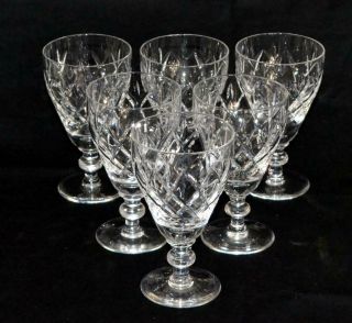 Webb Corbett 6 X Crystal Wine Glasses - Rolleston Pattern
