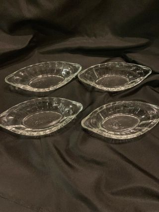 Vintage Set Of 4 Banana Split Ice Cream Boats Dishes Thick Clear Glass Mexico