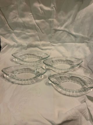 VINTAGE Set Of 4 Banana Split Ice Cream Boats Dishes Thick Clear Glass Mexico 8