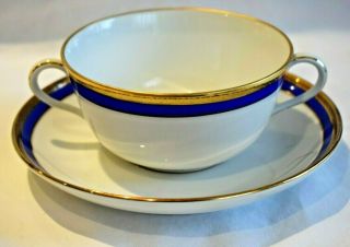 Ginori Palermo Blue - Cream Soup Bowl & Saucer -