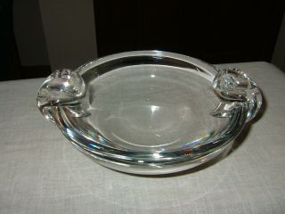 Large,  Signed Steuben Vintage George Thompson Crystal Glass,  Ashtray/candy Bowl