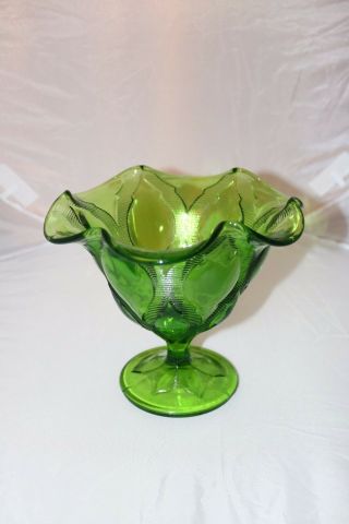 Green Candy Dish Vaseline Uranium Glass Antique