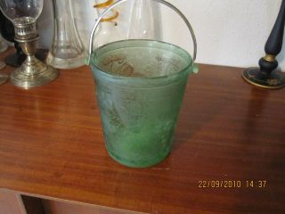 Fostoria Ice Bucket In Green Grape Vine Pattern