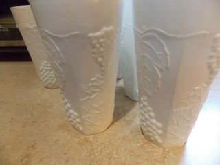 Set Of 8 Indiana White Milk Glass Colonial Harvest Water Tumblers 5 7/8 " Tall