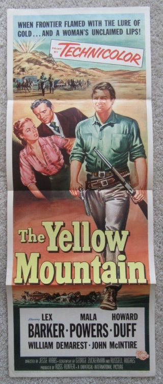 Yellow Mountain 1954 Insrt Movie Poster Fld Lex Barker Mala Powers Ex