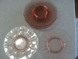 Cambridge Decagon Pink Depression Glass 7 " Plates - Set Of 8
