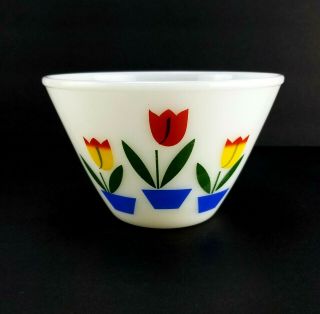Vintage Fire King Milk Glass Tulip Flower Mixing Nesting Bowl 4 " X 6.  5 " Bt