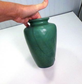 Vtg Arts & Crafts Mission Zsc Zanesville Stoneware 102 Matte Green Leaf Vase