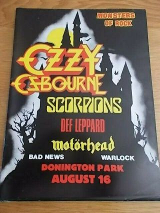 Monsters Of Rock Programme 1986 Ozzy/motorhead/scorpions/def Leppard