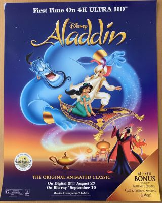 Aladdin Dvd Movie Poster 1 Sided Mini 22x28 Disney Robin Williams