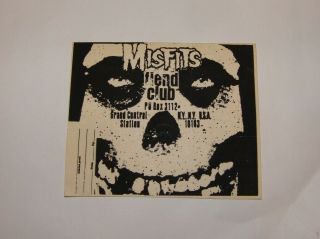 Misfists Fiend Club 1980s Paper Sticker,  4.  7 " X3.  7 " Glen Danzig