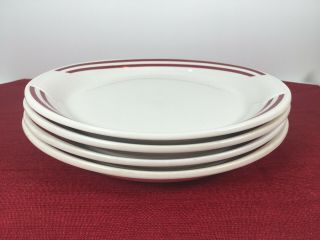 4 Syracuse Syralite Dinner Plates 9 " Oval U.  S.  A.  Red Trim Restaurant/diner Type