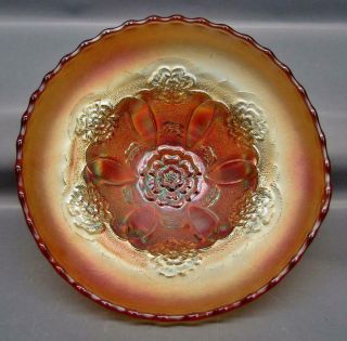 Dugan Double Stemmed Rose Marigold Carnival Glass Dome - Foot Ics Bowl 7128