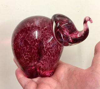 Lovely 4 1/2” Cranberry Wedgwood Glass Elephant Vgc