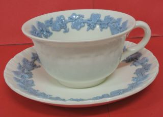 Wedgwood Queens Ware Lavender On Cream Cup & Saucer W/shell Edge - 4