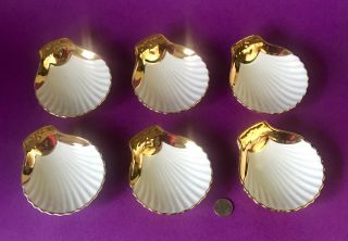 ⭐️6/ Vintage Royal Worcester Fireproof Scallop - shaped Dishes Gold Lustre Cream 2