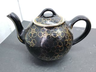 Hall Teapot China U S A Black And Gold Look