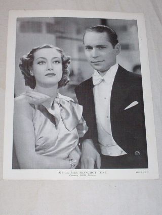 1935 - Joan Crawford & Franchot Tone Wedded Happiness - Vintage Photograph - Mgm Pic.