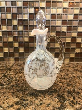 Fenton French Opalescent Daisy And Fern Cruet With Stopper