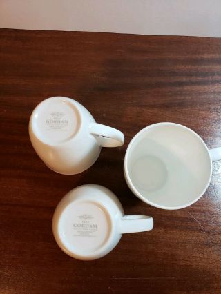 Set of 3 Gorham Breckenridge Bone China White Coffee or Tea Mugs 4 