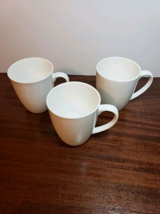 Set of 3 Gorham Breckenridge Bone China White Coffee or Tea Mugs 4 