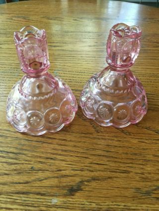 Pair Le Smith Moon And Star Pink Candle Stick Holders