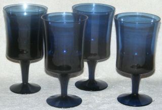 4 Denby Arabesque Ice Blue Glass Water Goblet 6 1/2 "
