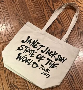 Janet Jackson State Of The World Tour 2017 Natural & Black Canvas Tote