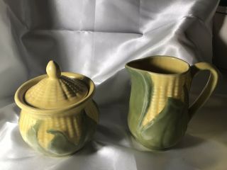 Very Rare Vintage Shawnee King Corn Yellow Sugar With Lid And Creamer