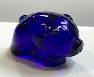 Heisey By Imperial Animal Ultra Blue Cobalt Glass Walking Standing Pig Piglet