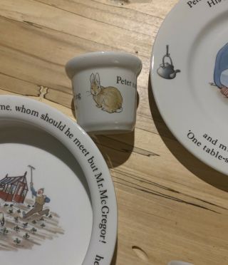 Wedgwood England Peter Rabbit 4 Pc Nursery Set Bowl Plate Mug Egg Cup 5