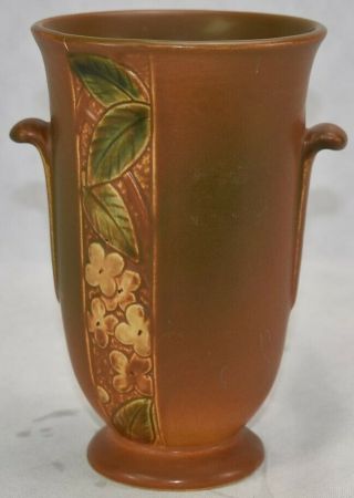 Vintage Weller Pottery Velva Art Deco Brown Handled Ceramic Vase
