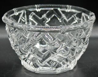 Tiffany & Co.  Signed Bamboo Basket Weave Crystal 6 " Diameter Bowl