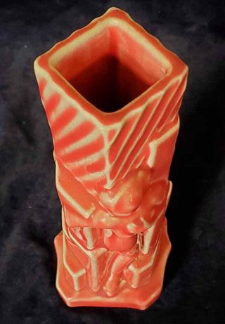 Art Deco Pottery Skyscraper Vase w Nude Woman Unmarked Unknown Maker 3