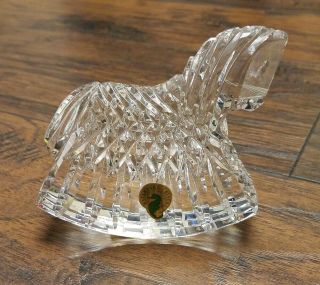 Waterford Lead Crystal Rocking Horse Figurine Paperweight Baby Nursery Nib