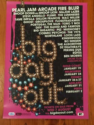 Big Day Out (bdo) 2014:pearl Jam Rare Aussie/oz Promo Tour Poster (a2)